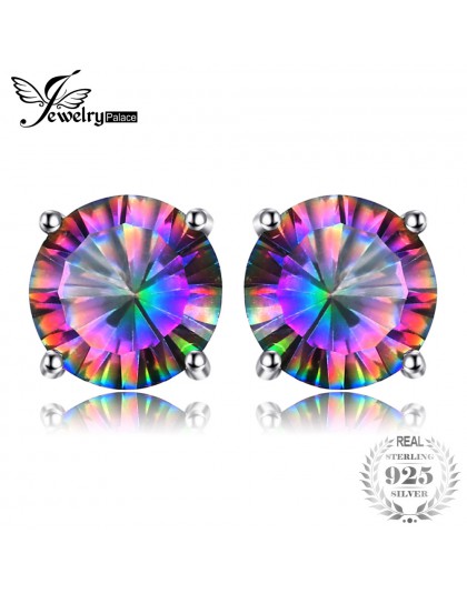 Naturalne Rainbow Mystic Topaz stadniny kolczyki stałe 925 Sterling Silver kolczyki dla dziewczyn kobiety kamień biżuteria kobie