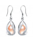 Naturalna perła słodkowodna spadek kolczyki dla kobiet elegancki 925 Sterling Silver kolczyki anty alergii DIY klatka biżuteria 
