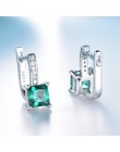 UMCHO stworzył zielony szmaragd kamień klipsy dla kobiet stałe 925 Sterling Silver prezenty na rocznicę dla kobiet akcesoria