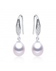 Moda 925 srebrne wiszące kolczyki dla kobiet elegancki 8-9mm naturalna perła słodkowodna biżuteria prezent dla matki 4 kolory