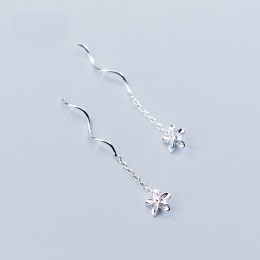 INALIS moda proste spiralne łańcuch Ear Line S925 Sterling Silver kwiat dynda spadek biżuteria wysokiej jakości kolczyki hurtown