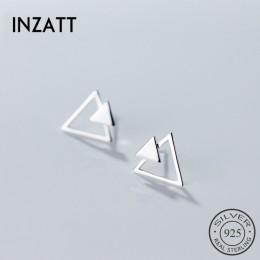 INZATT OL geometryczne trójkąt stadniny kolczyki prawdziwe 925 Sterling Silver dla kobiet elegancka biżuteria zaręczynowa akceso