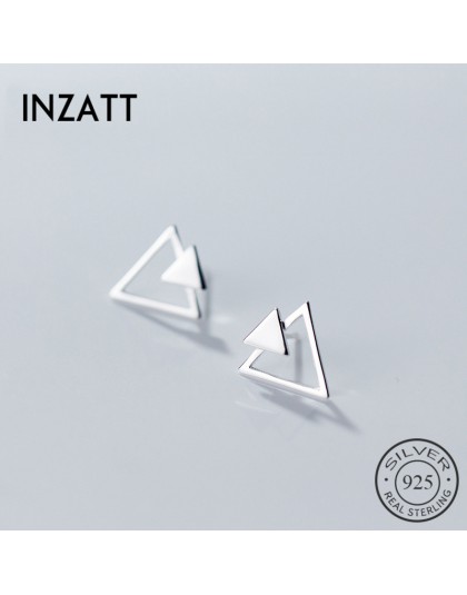 INZATT OL geometryczne trójkąt stadniny kolczyki prawdziwe 925 Sterling Silver dla kobiet elegancka biżuteria zaręczynowa akceso