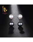 Nimfa naturalne perły stadniny kolczyki biżuteria S925 Sterling Silver oryginalna biały czarny podwójne perły kolczyki Party [E2