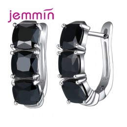 Jemmin luksusowe kobiet Hoop kolczyki czarny kolor kryształki górskie w kształcie litery U Hot sprzedaży 925 srebro Party biżute