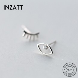 INZATT Punk 2018 prawdziwe 925 Sterling Silver asymetria oko rzęsa stadniny kolczyki dla kobiet Party Fine Jewelry osobowość Bij