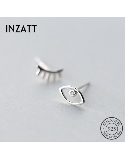 INZATT Punk 2018 prawdziwe 925 Sterling Silver asymetria oko rzęsa stadniny kolczyki dla kobiet Party Fine Jewelry osobowość Bij