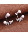 JEMMIN uroczy rocznica biżuteria dobry piękne dziewczyny Trendy 925 Sterling srebrny liść kształt Pearl Dangle kolczyki dla kobi