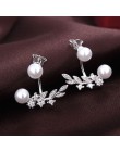 JEMMIN uroczy rocznica biżuteria dobry piękne dziewczyny Trendy 925 Sterling srebrny liść kształt Pearl Dangle kolczyki dla kobi