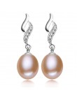 Prawdziwe naturalne słodkowodne pearl kolczyki kobiety, klasyczny czarny dla nowożeńców srebrny czarny perłowy kolczyk