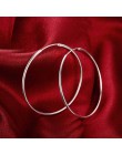 100% 925 Sterling Silver Hoop kolczyki dla kobiet 50mm 60mm okrągłe koło pętli proste kobieta srebrne kolczyki koła