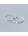 INZATT prawdziwe 925 Sterling Silver minimalistyczny geometryczne Hollow wielokąt Hoop kolczyki dla kobiet Party Fine prezent ak