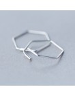 INZATT prawdziwe 925 Sterling Silver minimalistyczny geometryczne Hollow wielokąt Hoop kolczyki dla kobiet Party Fine prezent ak