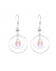 Moda prawdziwe naturalne różowe perły kolczyki kryształ 925 Sterling Silver dynda spadek kolczyki dla kobiet w porządku biżuteri