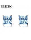 UMCHO stałe prawdziwe 925 Sterling Silver biżuteria utworzono szmaragdowy plac stadniny kolczyki dla kobiet eleganckie prezenty 