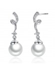 VOROCO w stylu Vintage oryginalne 925 Sterling Silver okrągły kształt Pearl stadniny kolczyki dla kobiet Wedding elegancka biżut