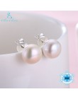 Czysta 925 kolczyki sztyfty ze srebra wysokiej próby dla kobiet koreański prezenty dla mamy śliczne naturalne prawdziwa perła sł