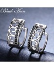 925 Sterling Silver czarny Spinel modny pierścionek zaręczynowy Hoop kolczyki dla kobiet w porządku biżuteria Bijoux Pendientes 