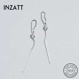 INZATT prawdziwe 925 Sterling Silver elegancki łańcuch Tassel kij Bar dynda spadek kolczyki osobowości Fine Jewelry dla kobiet P