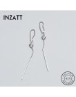 INZATT prawdziwe 925 Sterling Silver elegancki łańcuch Tassel kij Bar dynda spadek kolczyki osobowości Fine Jewelry dla kobiet P