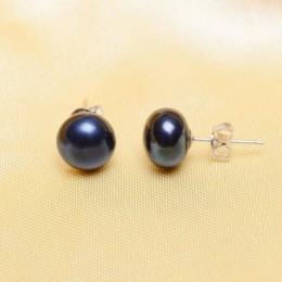 ASHIQI czarny naturalna perła słodkowodna stadniny kolczyki dla kobiet prawdziwe 925 Sterling Silver biżuteria prezent