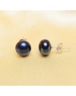 ASHIQI czarny naturalna perła słodkowodna stadniny kolczyki dla kobiet prawdziwe 925 Sterling Silver biżuteria prezent