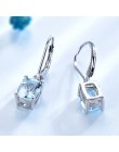 UMCHO niebieski Topaz kamień spadek kolczyki dla kobiet stałe 925 Sterling srebrne kolczyki biżuteria ślubna dla nowożeńców prez
