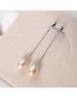 100% oryginalne kolczyki z pereł dla kobiet wysokiej jakości 925 sterling silver długie kolczyki słodkowodne perły biżuteria pud