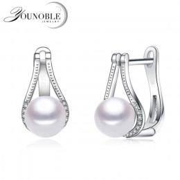 Najwyższej jakości białe perłowe kolczyki dla kobiet, śliczne moda najlepszy prezent dla dziewczyny prawdziwe 925 srebrny czarny