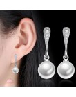 OMHXZJ hurtownie geometria elegancki słodki moda OL kobieta dziewczyna prezent ślubny ABS perła 8mm 925 kolczyki sztyfty ze sreb
