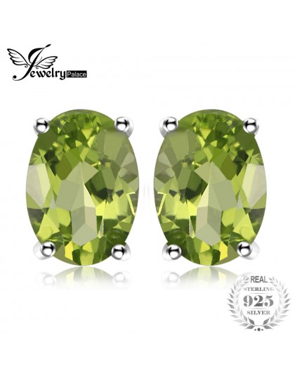 JewelryPalace owalne 1.8ct naturalny zielony Peridot Birthstone stadniny kolczyki oryginalne 925 Sterling Silver biżuteria nie z