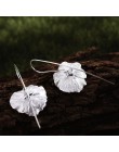 Lotus zabawy majątek 925 Sterling Silver ręcznie robiona biżuteria kwitnących maki kwiat Dangle kolczyki dla kobiet