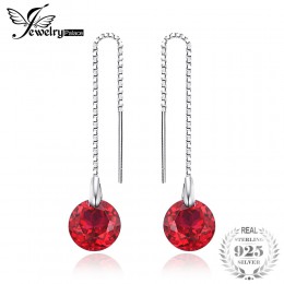 JewelryPalace Fashion 5.59ct okrągły utworzono Ruby kolczyki 925 Sterling Silver grzywny biżuteria Party długie kolczyki dla kob