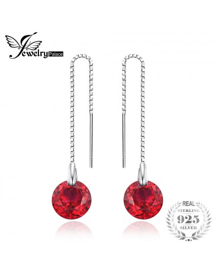 JewelryPalace Fashion 5.59ct okrągły utworzono Ruby kolczyki 925 Sterling Silver grzywny biżuteria Party długie kolczyki dla kob