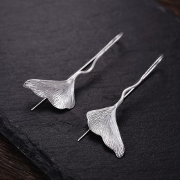 Lotus zabawy majątek 925 Sterling Silver naturalne Handmade projektant elegancka biżuteria w stylu vintage Ginkgo liści spadek k