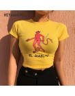 HEYounGIRL drukuj z krótkim rękawem T Shirt kobiet seksowne krótkie topy koszulki moda na co dzień koszulka bawełniana Fitness p