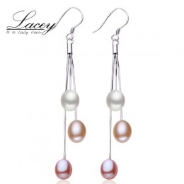 Prawdziwa perła słodkowodna kolczyki dla kobiet, naturalne długie perłowe kolczyki biżuteria 925 sterling silver kolczyki tassel