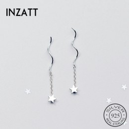 INZATT gorąca sprzedaż autentyczne 925 Sterling Silver dynda spadek kolczyki Star Tassel Twist Stick Bar dla eleganckich kobiet 