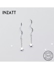 INZATT gorąca sprzedaż autentyczne 925 Sterling Silver dynda spadek kolczyki Star Tassel Twist Stick Bar dla eleganckich kobiet 