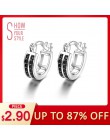 [Czarny AWN] stylu Vintage 925 Sterling Silver kolczyki czarny Spinel Hoop kolczyki dla kobiet w porządku ze srebra próby 925 bi