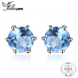 JewelryPalace naturalny niebieski Topaz kolczyki Stud oryginalna 925 Sterling Silver biżuteria nowy kobiety biżuteria wyjątkową 