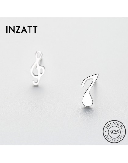 INZATT asymetria prawdziwe 925 Sterling Silver muzyczne uwaga stadniny kolczyki dla urok kobiety urodziny Party Fashion eleganck