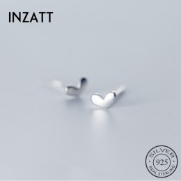 INZATT prawdziwe S925 Sterling Silver minimalistyczny małe serce śliczne stadniny kolczyki dla ładnych kobiet Party biżuteria ro