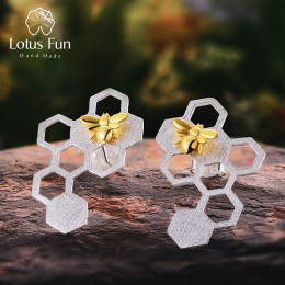 Lotus zabawy majątek 925 Sterling Silver naturalne kreatywny ręcznie robiona biżuteria o strukturze plastra miodu strażnik domu 