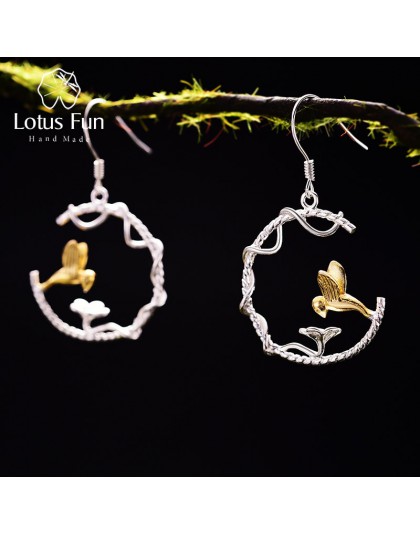 Lotus zabawy majątek 925 Sterling Silver naturalne kreatywny ręcznie grzywny biżuteria idealny piękny ptak spadek kolczyki dla k