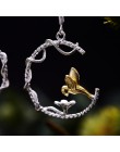 Lotus zabawy majątek 925 Sterling Silver naturalne kreatywny ręcznie grzywny biżuteria idealny piękny ptak spadek kolczyki dla k