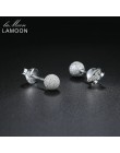 LAMOON 100% prawdziwe 925 kolczyki sztyfty ze srebra wysokiej próby dla kobiet w porządku biżuteria w kształcie kuli dziewczyna 