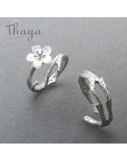 Thaya biały kwiat wiśni ze srebra próby 925 klipsy kwiat okrągły spinki do mankietów kolczyki bez kolczyki dla kobiet elegancka 