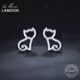 LAMOON 2018 nowa pusta kot 925-Sterling-Silver stadniny kolczyki srebrny kolor S925 Fine Jewelry dla kobiet dziewczyna prezent L