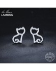 LAMOON 2018 nowa pusta kot 925-Sterling-Silver stadniny kolczyki srebrny kolor S925 Fine Jewelry dla kobiet dziewczyna prezent L